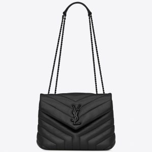 Réplique Sac Saint Laurent LouLou Small à Chaîne en Noir Intégral