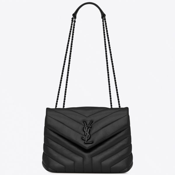 Réplique Sac Saint Laurent LouLou Small à Chaîne en Noir Intégral