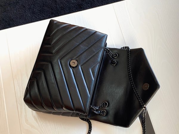 Réplique Sac Saint Laurent LouLou Small à Chaîne en Noir Intégral – Image 10