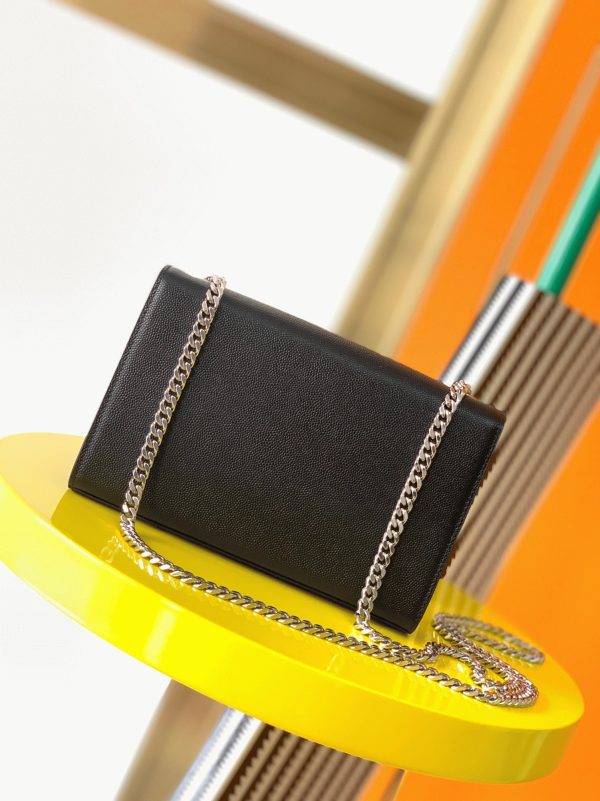 Fausse Sacoche Saint Laurent Kate Small à Frange en Noir – Image 8