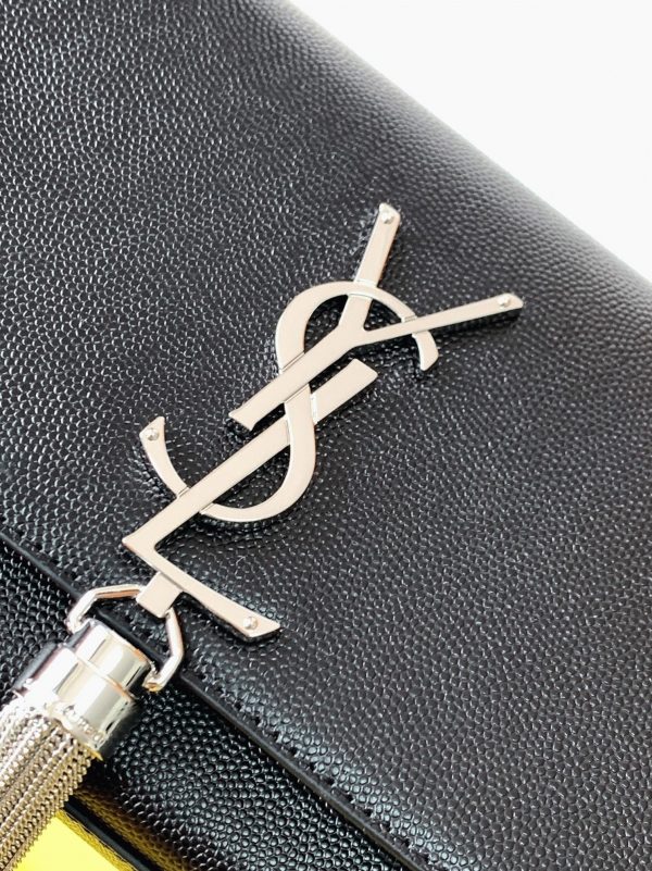 Fausse Sacoche Saint Laurent Kate Small à Frange en Noir – Image 6