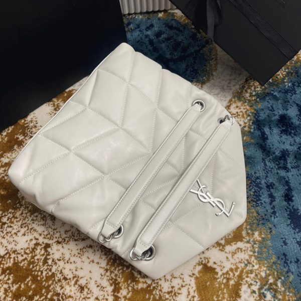 Sac Saint Laurent Puffer Small à Chaîne en Cuir d’Agneau Ivoire – Image 8