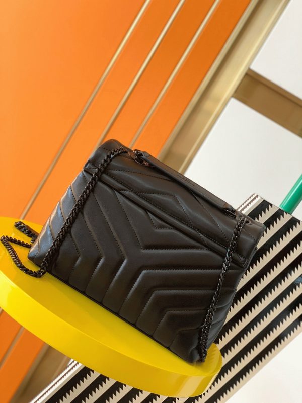 Réplique Sac Saint Laurent LouLou Small à Chaîne en Noir Intégral – Image 8