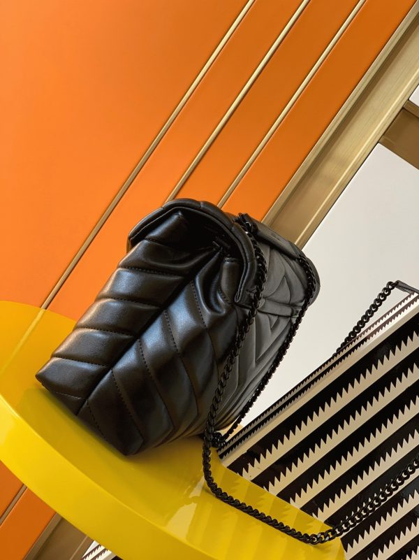 Réplique Sac Saint Laurent LouLou Small à Chaîne en Noir Intégral – Image 6