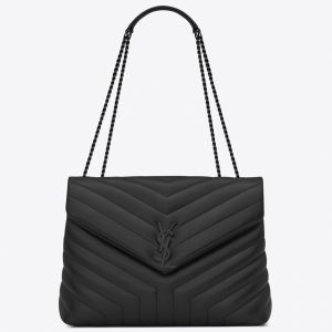 Réplique Sac Saint Laurent LouLou Medium à Chaîne en Noir