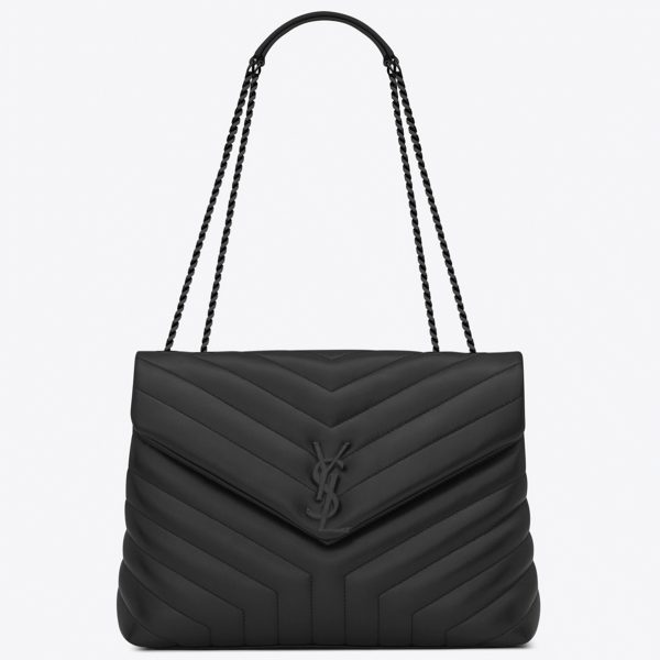 Réplique Sac Saint Laurent LouLou Medium à Chaîne en Noir