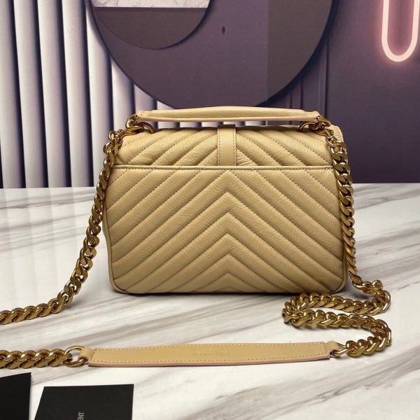 Réplique Sac Saint Laurent College Medium à Chaîne en Beige – Image 2