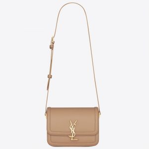 Sac Saint Laurent Solferino Small en Cuir de Veau Beige Foncé
