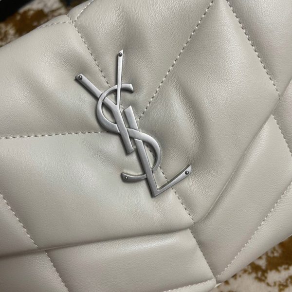 Sac Saint Laurent Puffer Small à Chaîne en Cuir d’Agneau Ivoire – Image 2