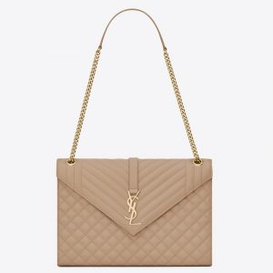 Fausse Sacoche Saint Laurent Envelope Large en Beige
