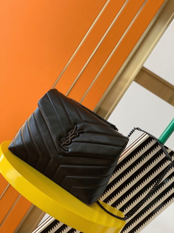 Réplique Sac Saint Laurent LouLou Small à Chaîne en Noir Intégral – Image 2
