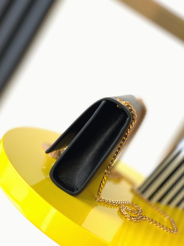 Fausse Sacoche Saint Laurent Kate Small à Frange en Noir – Image 10