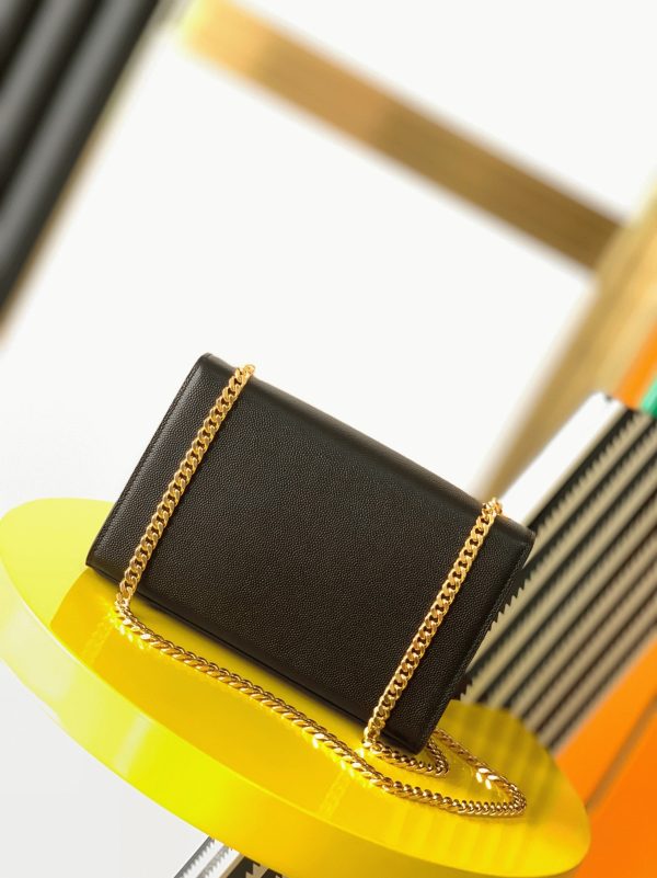 Fausse Sacoche Saint Laurent Kate Small à Frange en Noir – Image 9