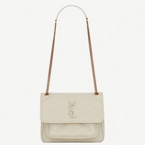 Réplique Sac Saint Laurent Niki Baby à Chaîne en Blanc