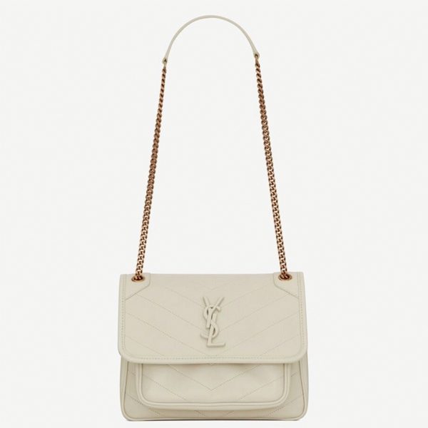 Réplique Sac Saint Laurent Niki Baby à Chaîne en Blanc
