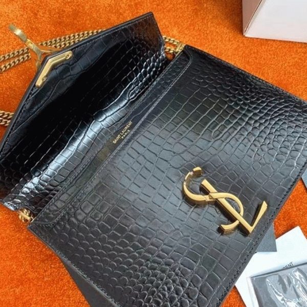 Contrefaçon Sac Saint Laurent Cassandra Medium en Noir Crocodile – Image 9