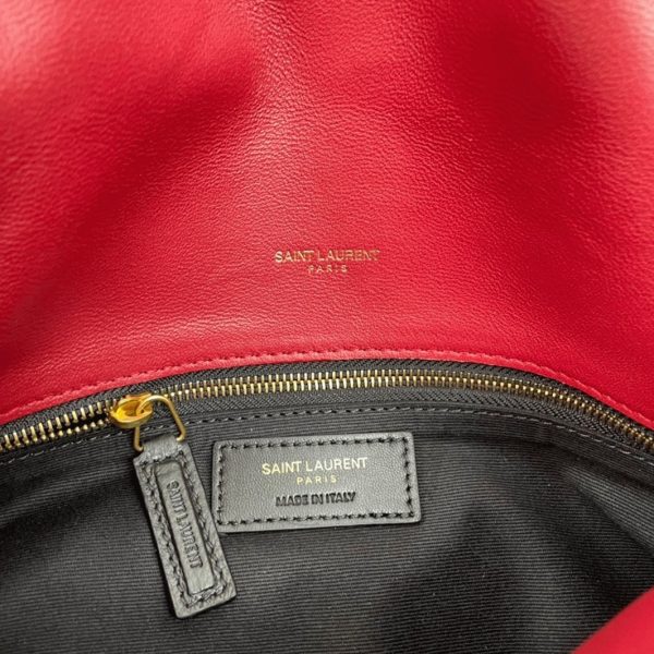 Sac Saint Laurent Puffer Small à Chaîne en Cuir d’Agneau Rouge – Image 6