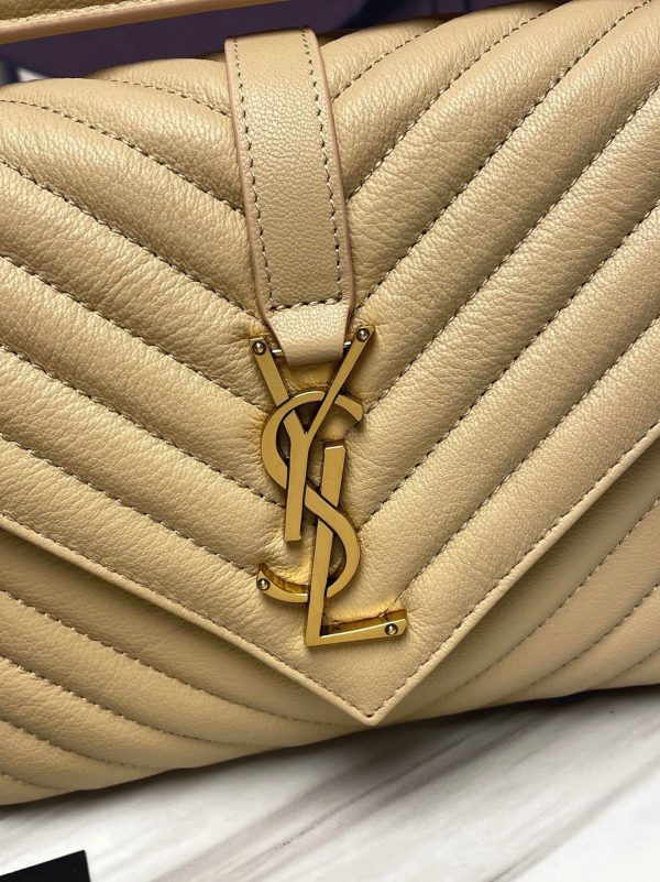 Réplique Sac Saint Laurent College Medium à Chaîne en Beige – Image 3