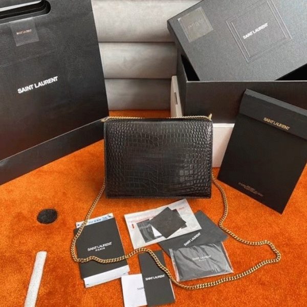 Contrefaçon Sac Saint Laurent Cassandra Medium en Noir Crocodile – Image 3