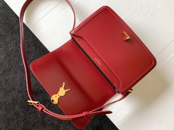 Sac Saint Laurent Solferino Medium en Cuir de Veau Rouge – Image 2