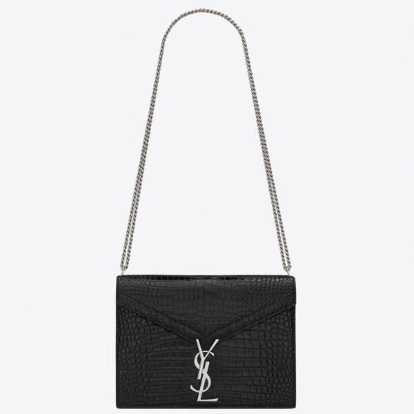 Contrefaçon Sac Saint Laurent Cassandra Medium en Noir Crocodile