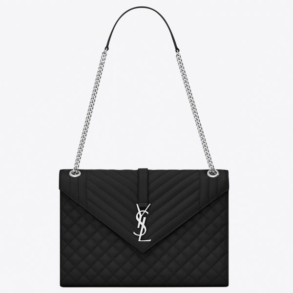 Fausse Sacoche Saint Laurent Envelope Large en Noir
