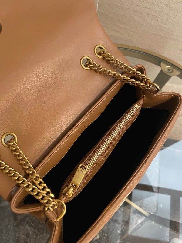 Fausse Sacoche Saint Laurent LouLou Small à Chaîne en Marron – Image 8