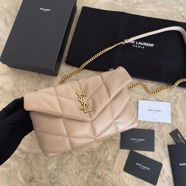 Sac Saint Laurent Puffer Toy en Cuir d’Agneau Matelassé Beige – Image 6