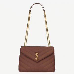 Fausse Sacoche Saint Laurent LouLou Small à Chaîne en Marron