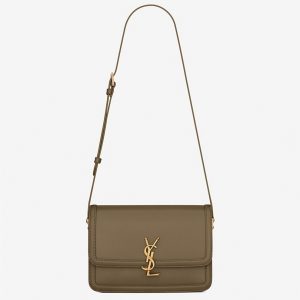 Sac Saint Laurent Solferino Medium en Cuir de Veau Vert Kaki