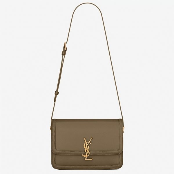 Sac Saint Laurent Solferino Medium en Cuir de Veau Vert Kaki