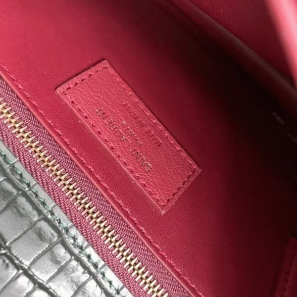 Fausse Sacoche Saint Laurent Cassandra Medium en Vert Crocodile – Image 8