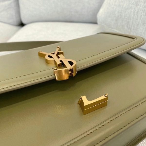 Sac Saint Laurent Solferino Medium en Cuir de Veau Vert Kaki – Image 8