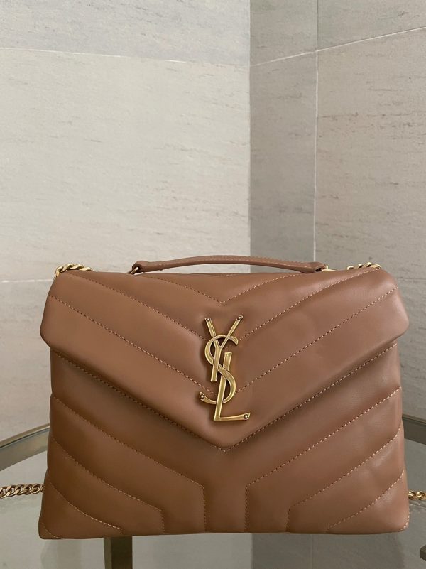 Fausse Sacoche Saint Laurent LouLou Small à Chaîne en Marron – Image 4