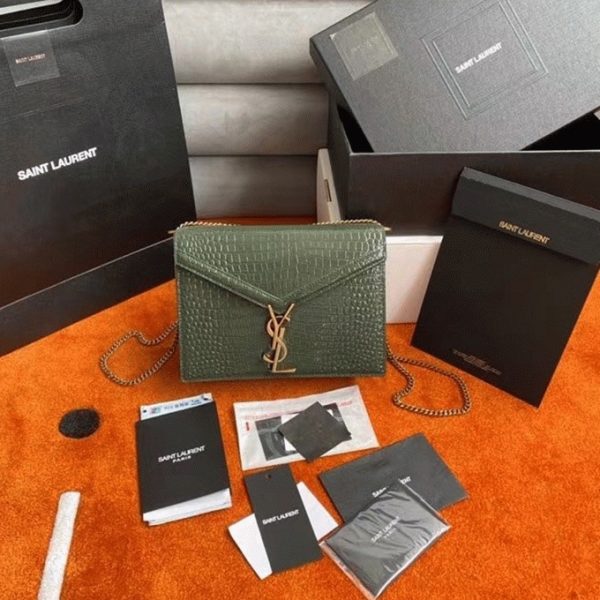 Fausse Sacoche Saint Laurent Cassandra Medium en Vert Crocodile – Image 6