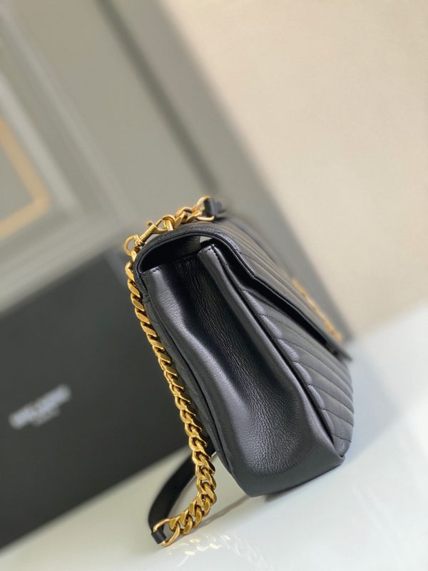 Contrefaçon Sac Saint Laurent College Large à Chaîne en Noir – Image 9