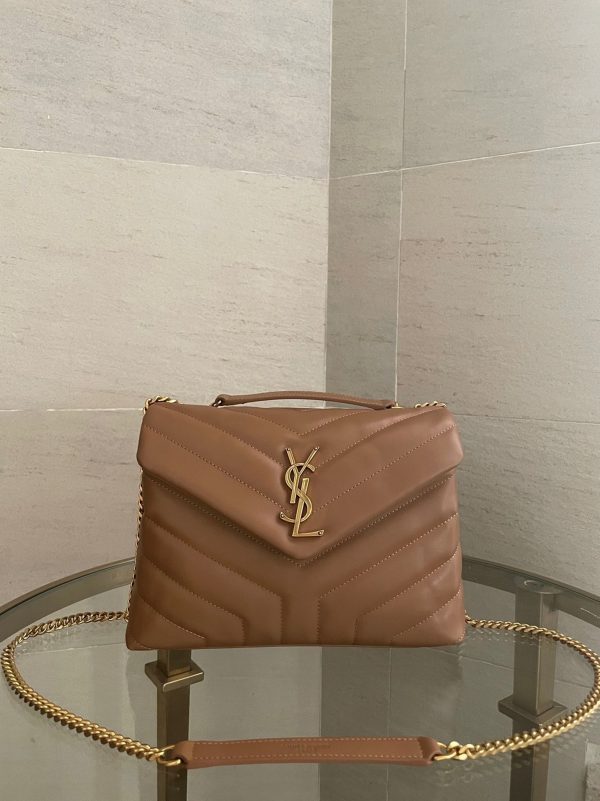Fausse Sacoche Saint Laurent LouLou Small à Chaîne en Marron – Image 3