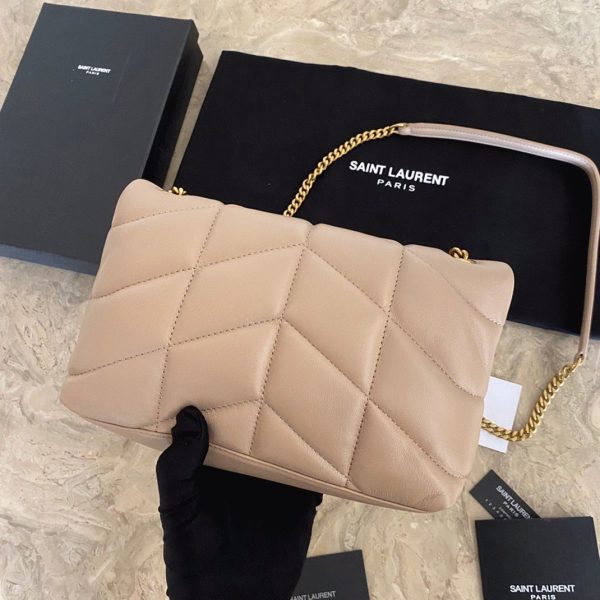Sac Saint Laurent Puffer Toy en Cuir d’Agneau Matelassé Beige – Image 2