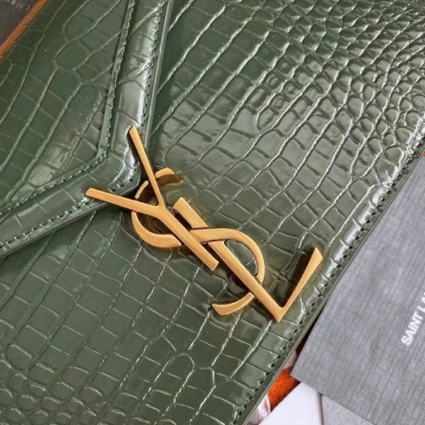 Fausse Sacoche Saint Laurent Cassandra Medium en Vert Crocodile – Image 5
