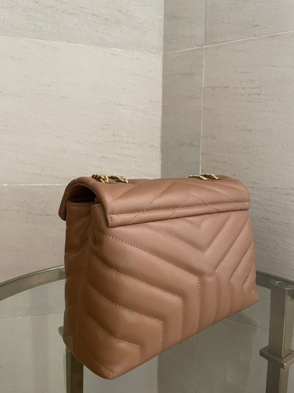 Fausse Sacoche Saint Laurent LouLou Small à Chaîne en Marron – Image 2