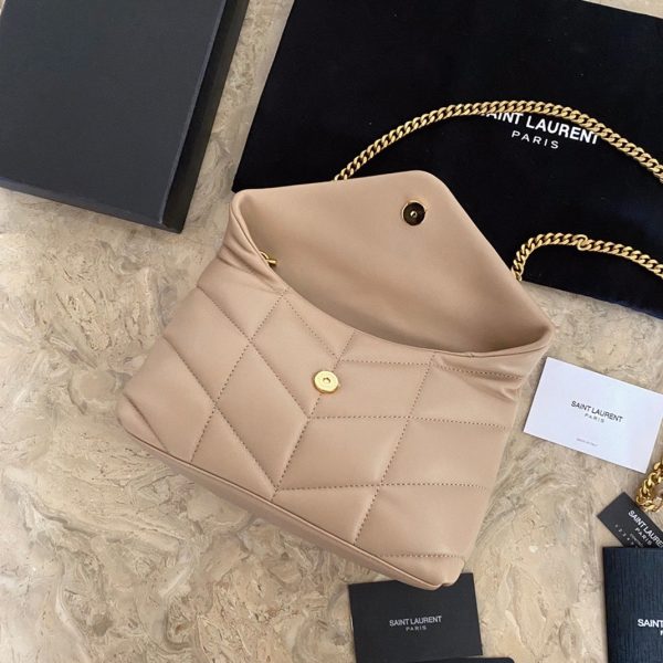 Sac Saint Laurent Puffer Toy en Cuir d’Agneau Matelassé Beige – Image 9