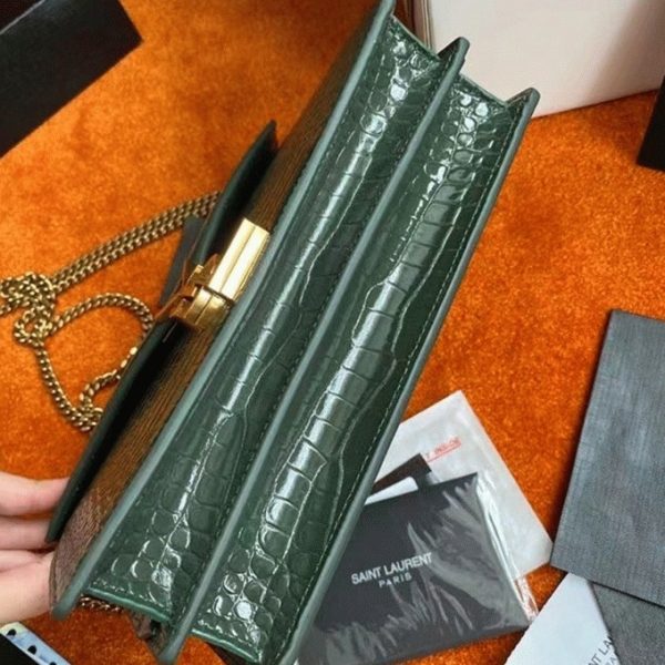 Fausse Sacoche Saint Laurent Cassandra Medium en Vert Crocodile – Image 4