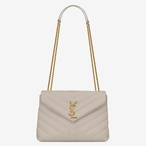 Contrefaçon Sac Saint Laurent LouLou Small à Chaîne en Blanc
