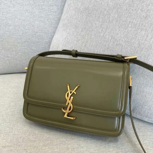 Sac Saint Laurent Solferino Medium en Cuir de Veau Vert Kaki – Image 4