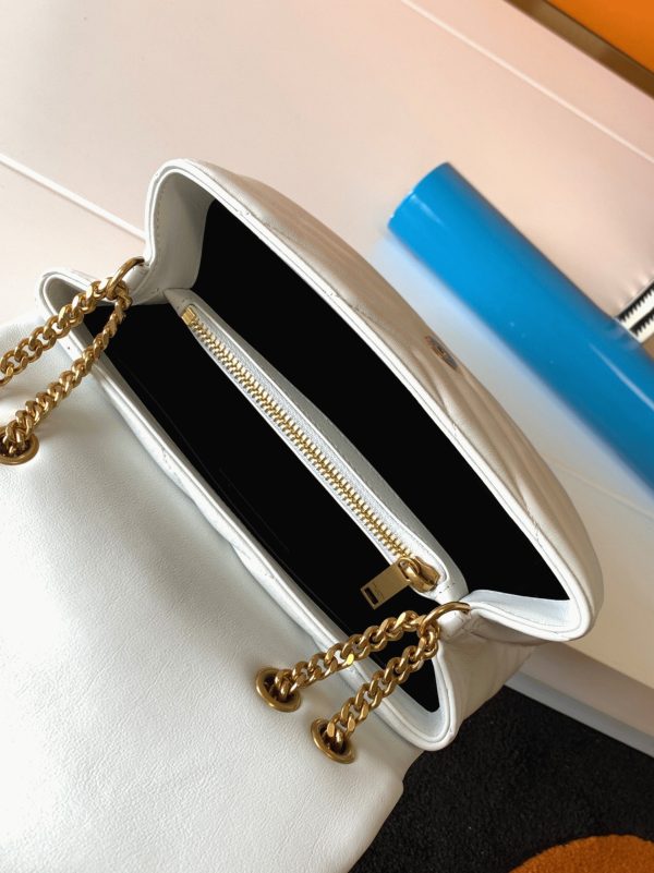 Contrefaçon Sac Saint Laurent LouLou Small à Chaîne en Blanc – Image 9