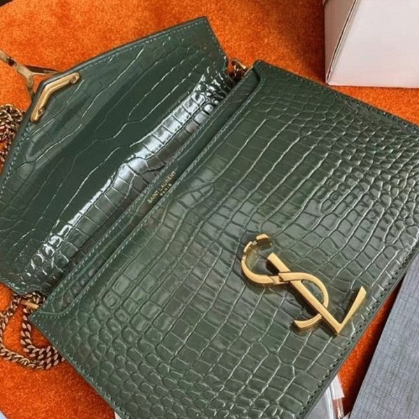Fausse Sacoche Saint Laurent Cassandra Medium en Vert Crocodile – Image 2