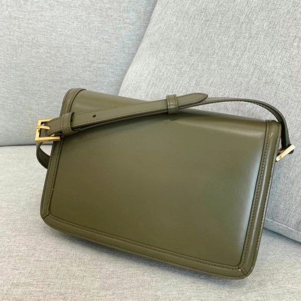Sac Saint Laurent Solferino Medium en Cuir de Veau Vert Kaki – Image 2
