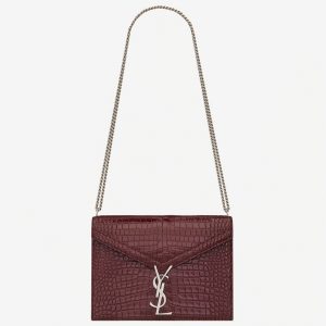 Réplique Sac Saint Laurent Cassandra Medium en Bordeaux Crocodile