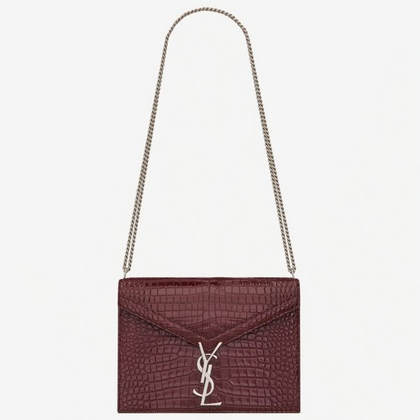 Réplique Sac Saint Laurent Cassandra Medium en Bordeaux Crocodile