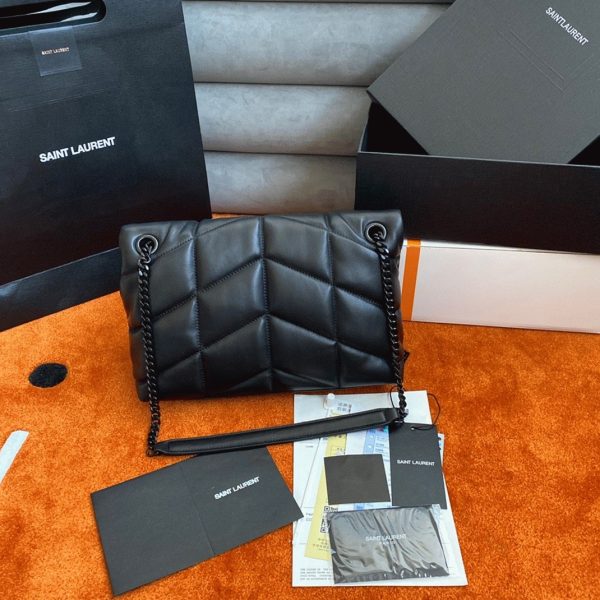 Sac Saint Laurent Puffer Small à Chaîne Noir Intégral en Cuir d’Agneau Matelassé – Image 6
